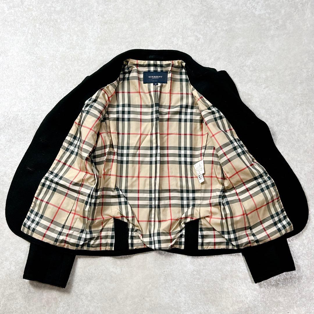 バーバリーロンドン　アンゴラ混　ノバチェックウールジャケット　2つ釦　40 L