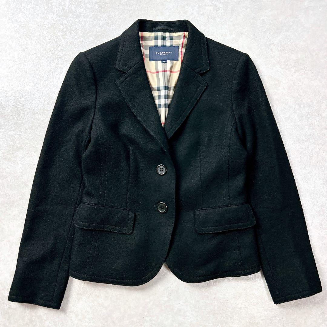 バーバリーロンドン　アンゴラ混　ノバチェックウールジャケット　2つ釦　40 L