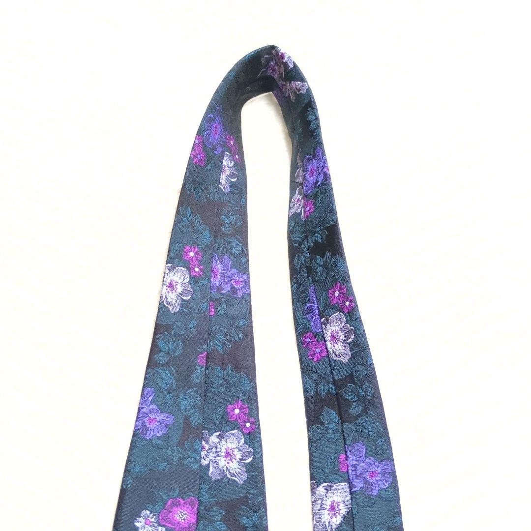 未使用級　KENZO　ネクタイ　花柄　植物柄　ボタニカル　刺繍　卒入学式