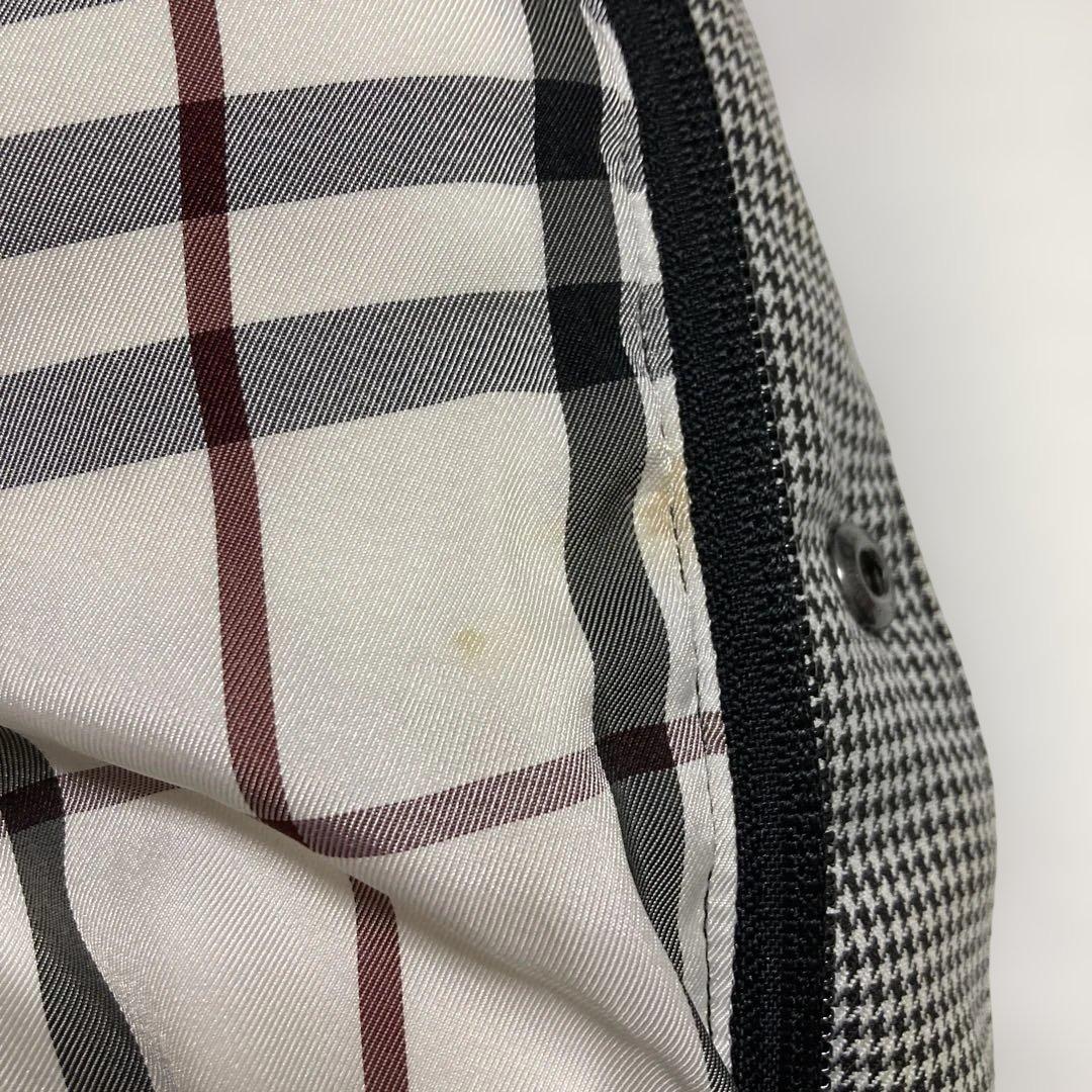 レア★バーバリーブラックレーベル 千鳥 フード リアルファー ダウンベスト L