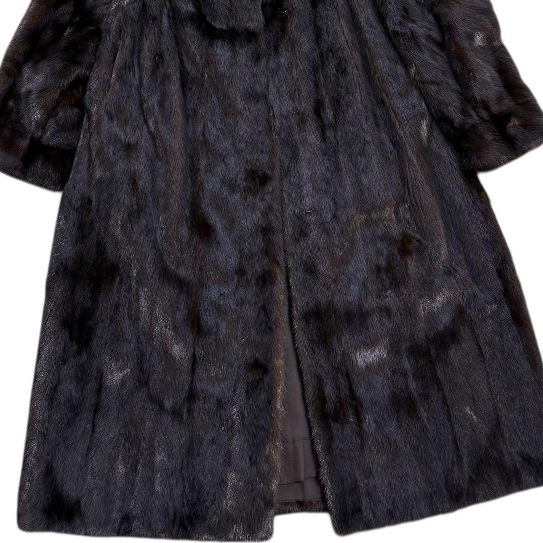 【新品】BLACK GRAMA ミンク ファーコート 毛皮 光沢 艶 着丈112