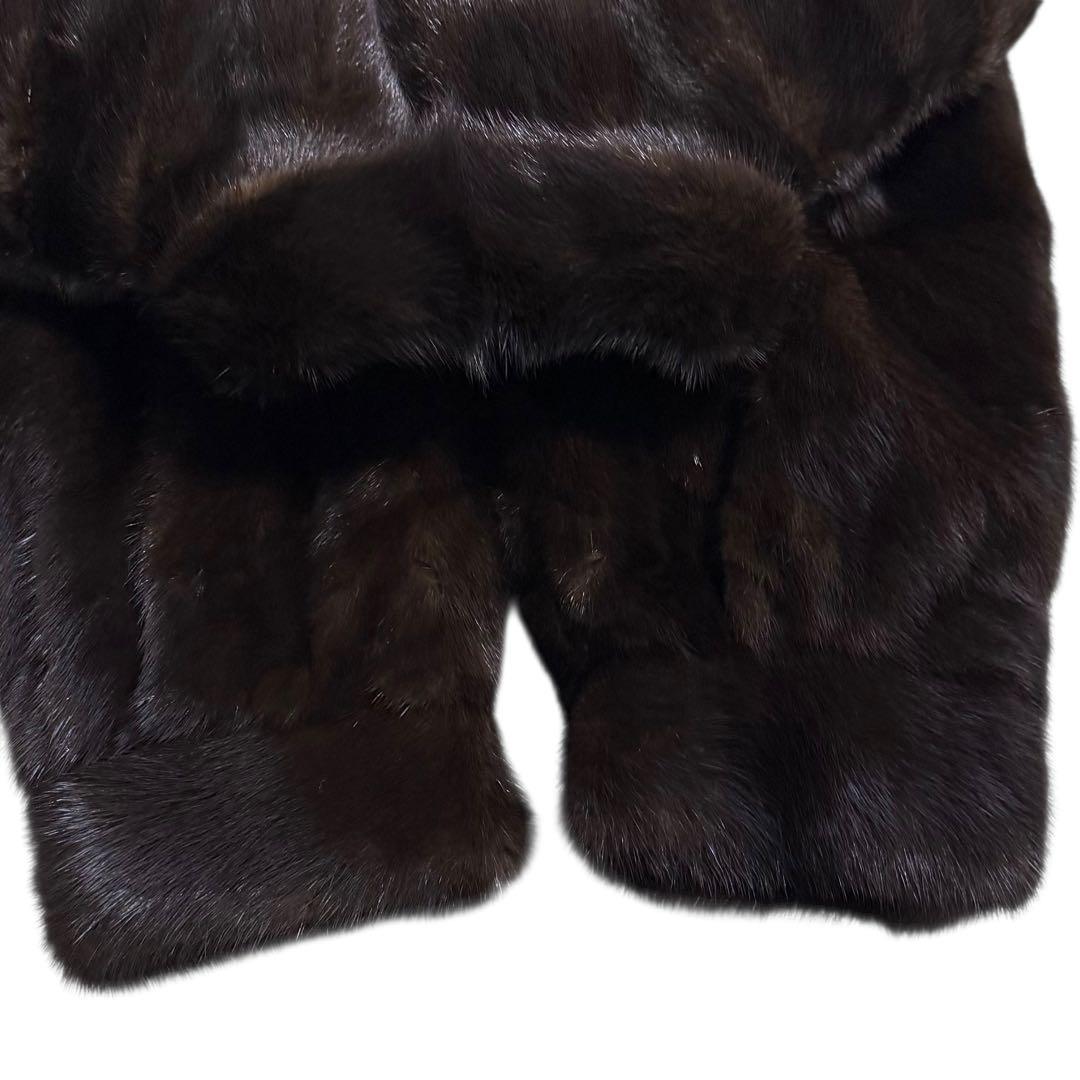 【新品】BLACK GRAMA ミンク ファーコート 毛皮 光沢 艶 着丈112