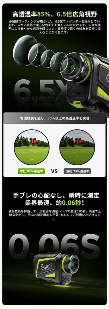 【新品・未開封】ホワイト FOSSiBOT C1000 ゴルフ レーザー 距離計