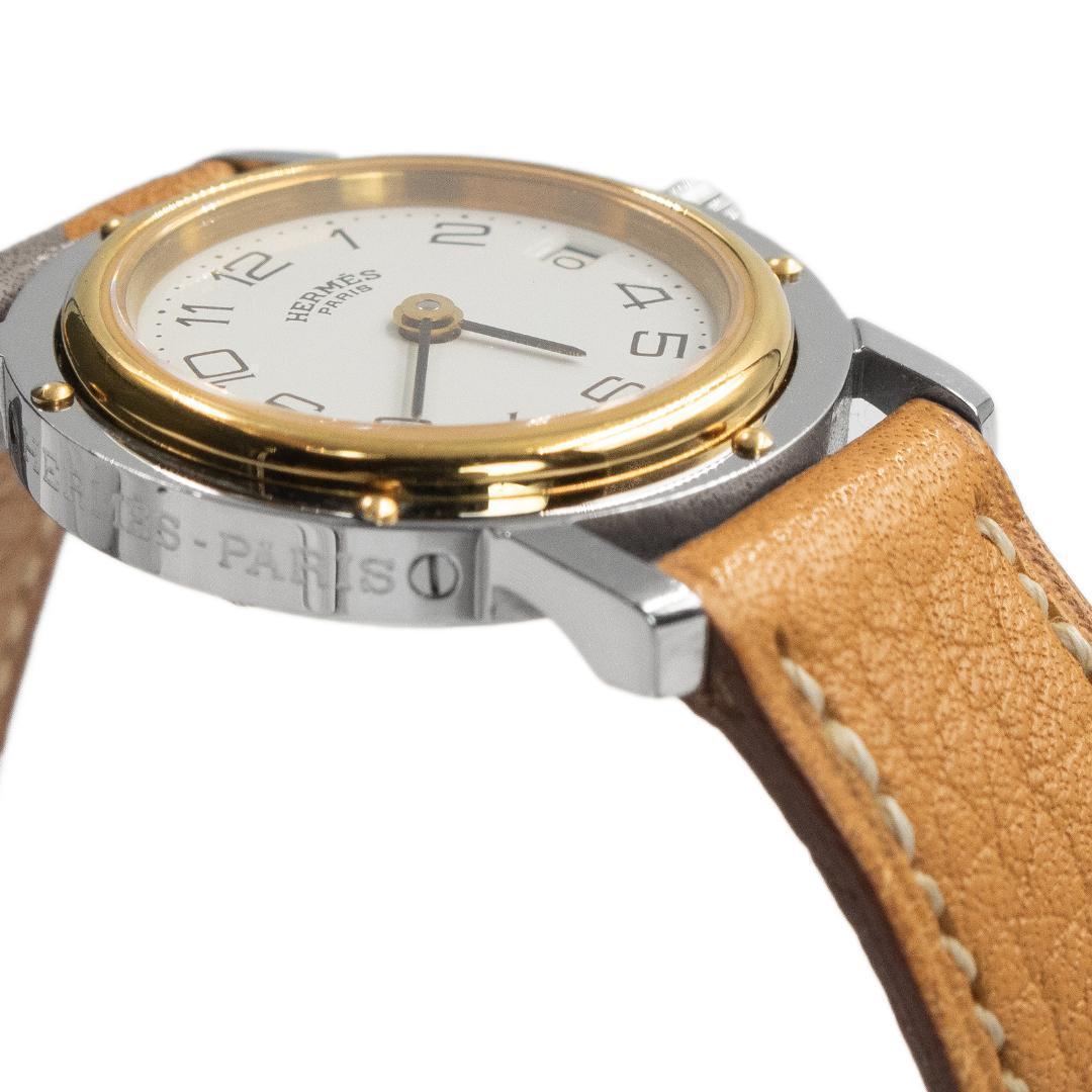 エルメス 腕時計 レディース クリッパー 白 ゴールド 茶色 高級 スリム ロゴ