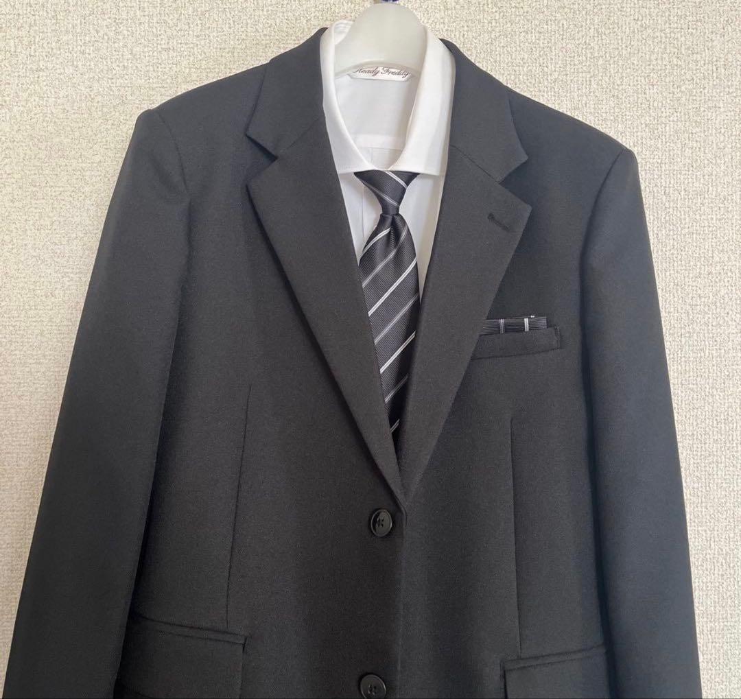 子供用160B黒 スーツ上下セット ネクタイ付き　卒業式など