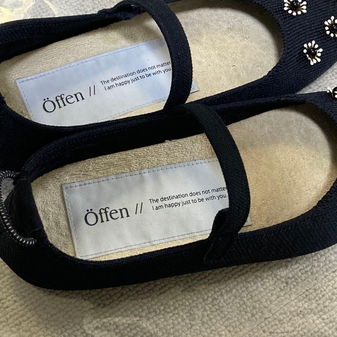 オッフェン　パンプス　メリージェーンシューズ　フラワーモチーフ