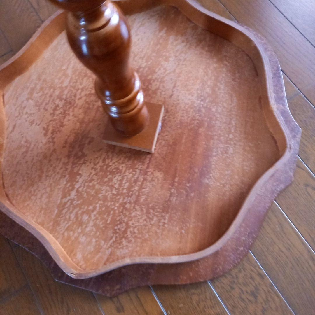 ダークブラウン八角形木製テーブル　花のインレイ￥8500送料込み