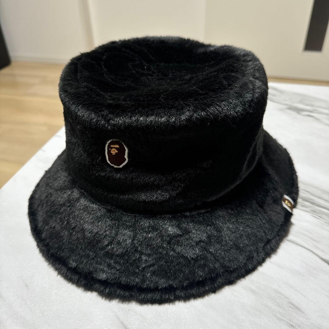 A BATHING APE 黒ファーハット