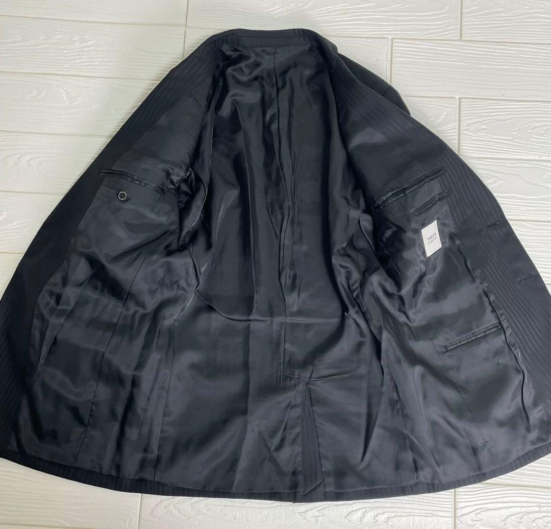 タケオキクチ　メンズ　スーツ　3ピース ブラック　シャドー　ストライプ