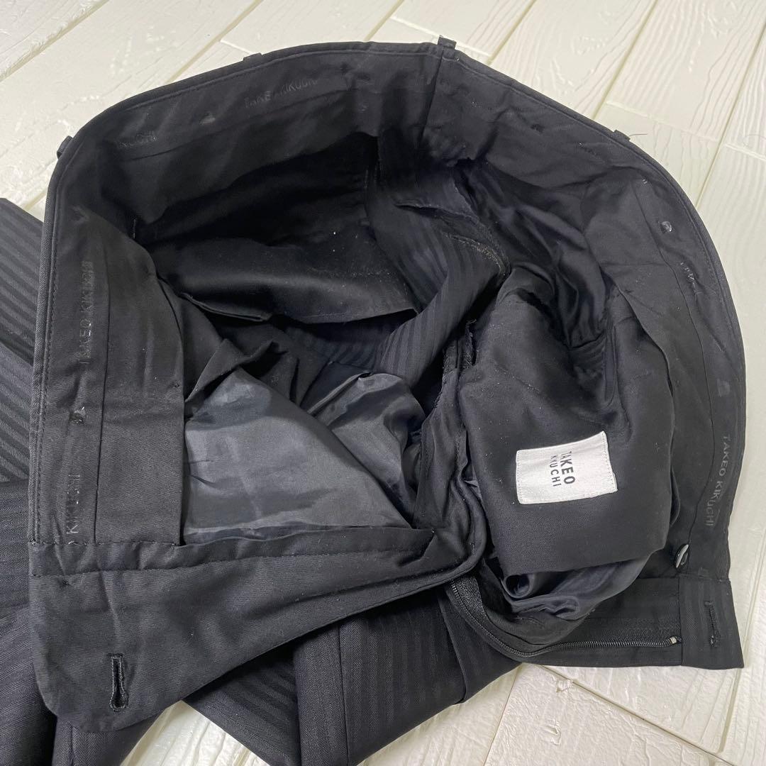 タケオキクチ　メンズ　スーツ　3ピース ブラック　シャドー　ストライプ