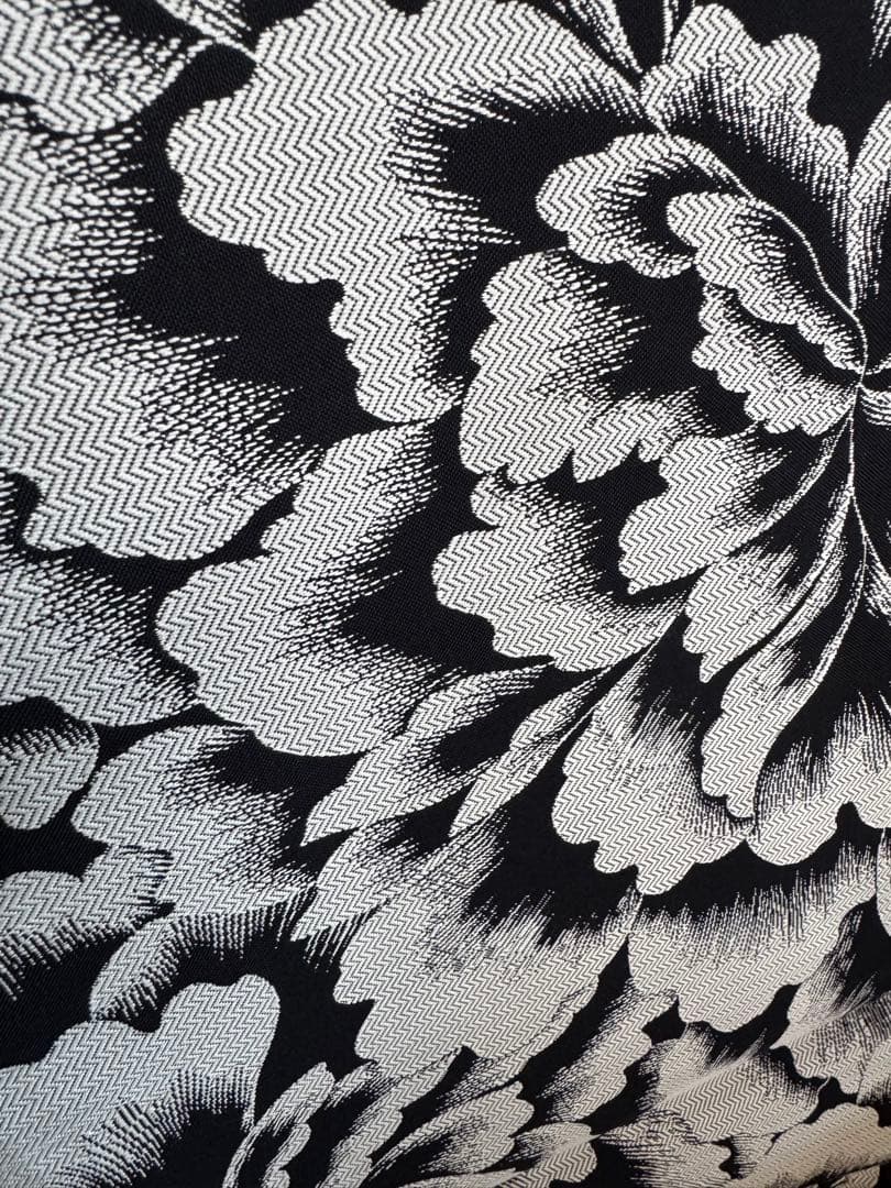 【銘品新品】京の名工認定「斉藤三才氏作」黒地「大牡丹文様」ジャガード織