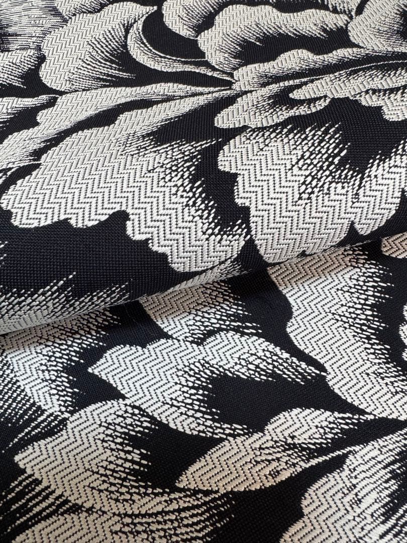 【銘品新品】京の名工認定「斉藤三才氏作」黒地「大牡丹文様」ジャガード織