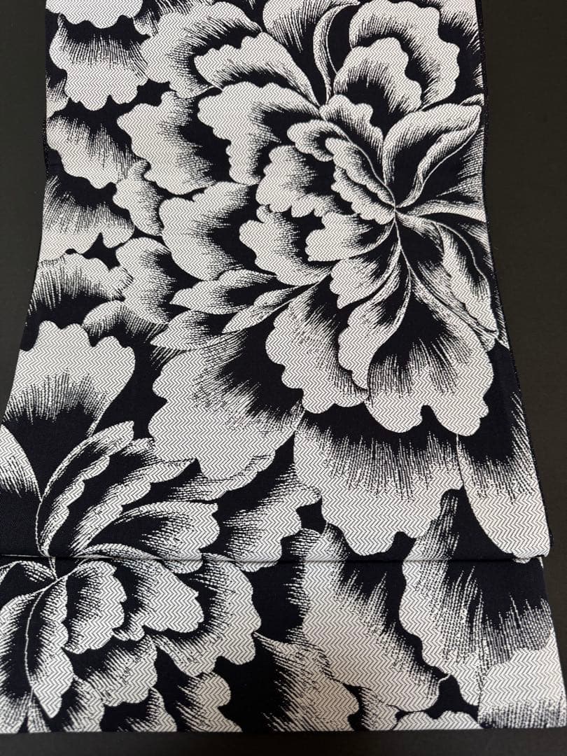 【銘品新品】京の名工認定「斉藤三才氏作」黒地「大牡丹文様」ジャガード織