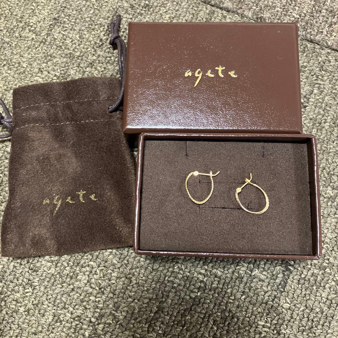 アガット　agete　k18 フープ　ピアス