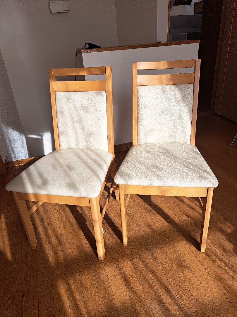 [美良品]天然木製ダイニングチェア 2脚セット