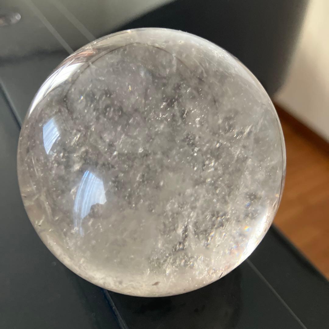 M Hさま専用美！トルマリンインクォーツ　スフィア　天然石置物　E61