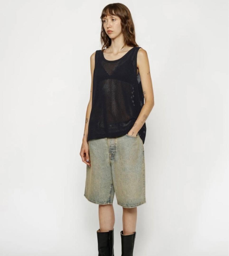 トップス 24SS Stussy Cotton Big Mesh Tank BLACK
