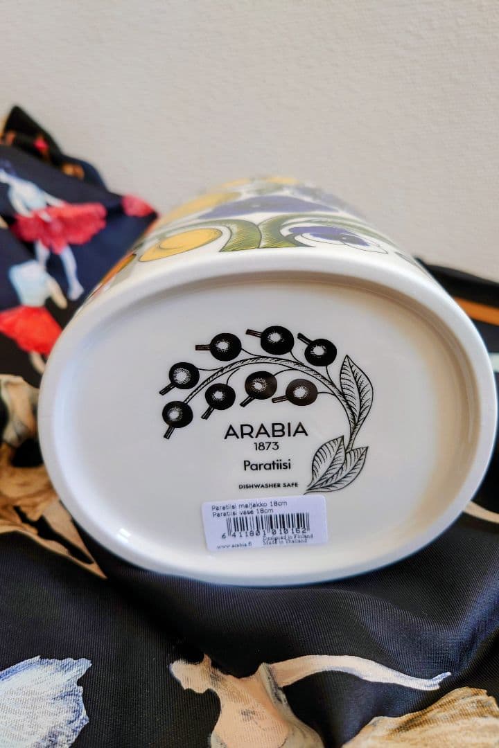 ARABIA Paratiisi フルーツ柄 花瓶 陶磁器 高さ18cm