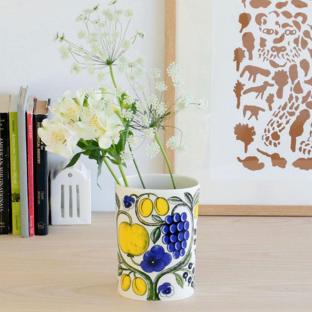 ARABIA Paratiisi フルーツ柄 花瓶 陶磁器 高さ18cm