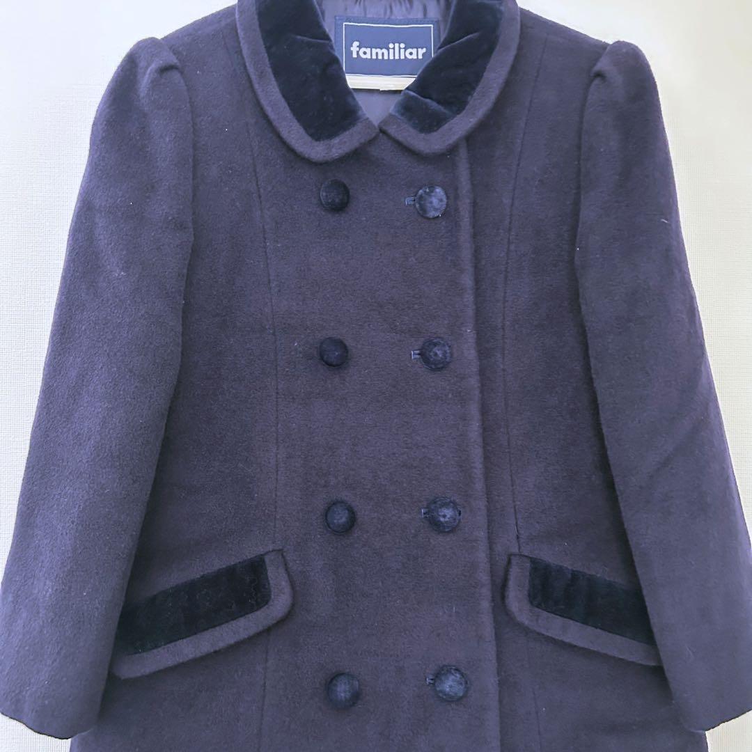 familiar ネイビー アンゴラ混　ウールコート　120