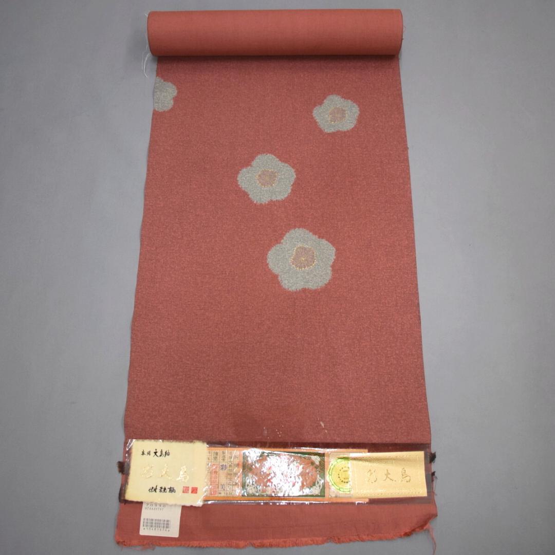 M20-20 新品 正絹 染大島 訪問着 仮絵羽解き 灰赤茶系 梅