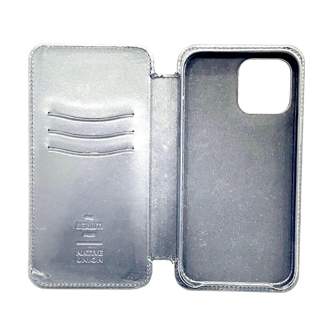 Y2505-189 ベルルッティ iPhoneケース カードポケット付 グレー