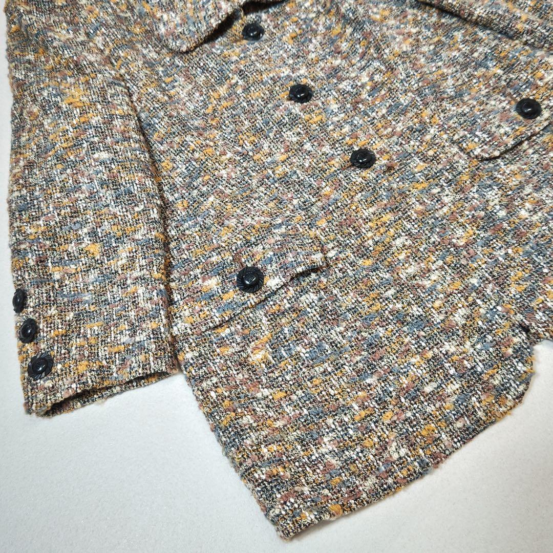 ジバンシィ　テーラードジャケット　ミックスツイード　ブークレ　ロゴ彫刻ボタン