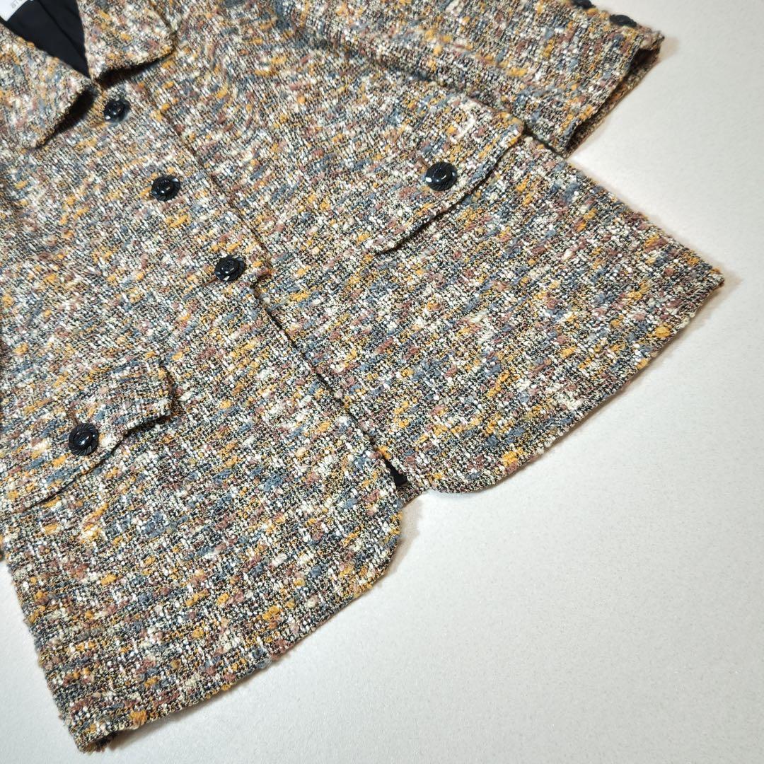 ジバンシィ　テーラードジャケット　ミックスツイード　ブークレ　ロゴ彫刻ボタン