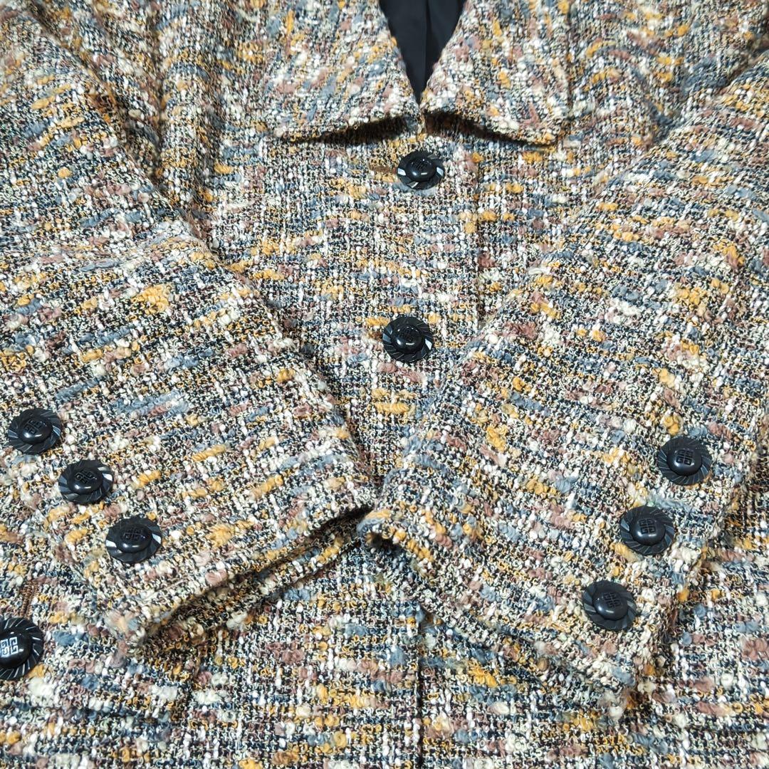 ジバンシィ　テーラードジャケット　ミックスツイード　ブークレ　ロゴ彫刻ボタン