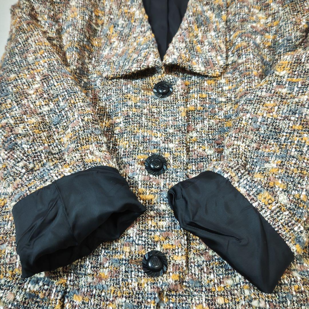 ジバンシィ　テーラードジャケット　ミックスツイード　ブークレ　ロゴ彫刻ボタン