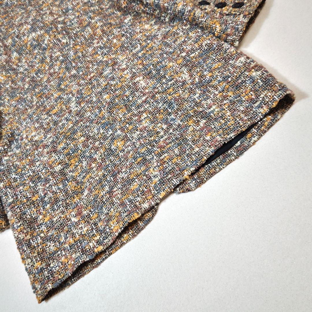 ジバンシィ　テーラードジャケット　ミックスツイード　ブークレ　ロゴ彫刻ボタン