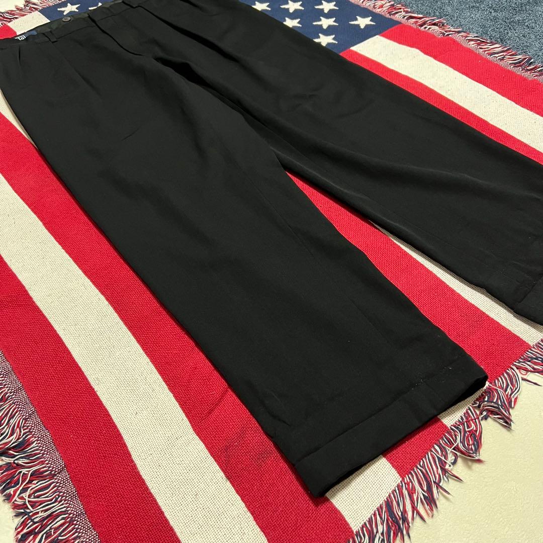 90s Ralph Laurenラルフローレン レーヨン 2タック 黒スラックス