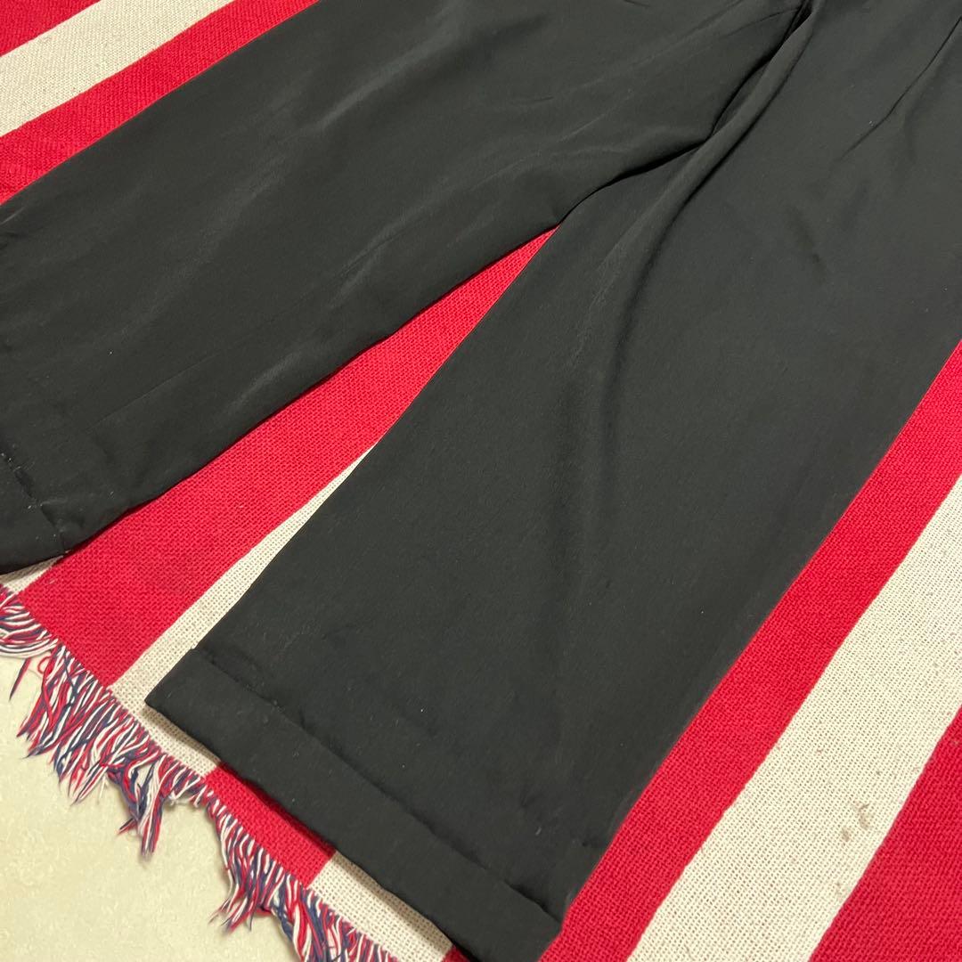 90s Ralph Laurenラルフローレン レーヨン 2タック 黒スラックス