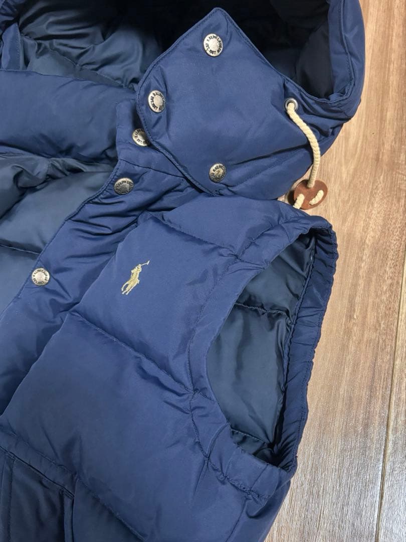 【美品】ポロラルフローレン ダウンベスト ポニー刺繍 ネイビー ダウン75%