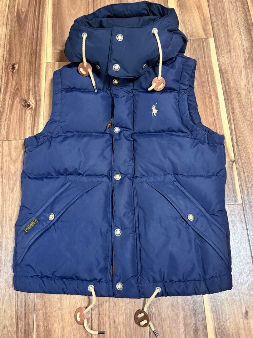 【美品】ポロラルフローレン ダウンベスト ポニー刺繍 ネイビー ダウン75%