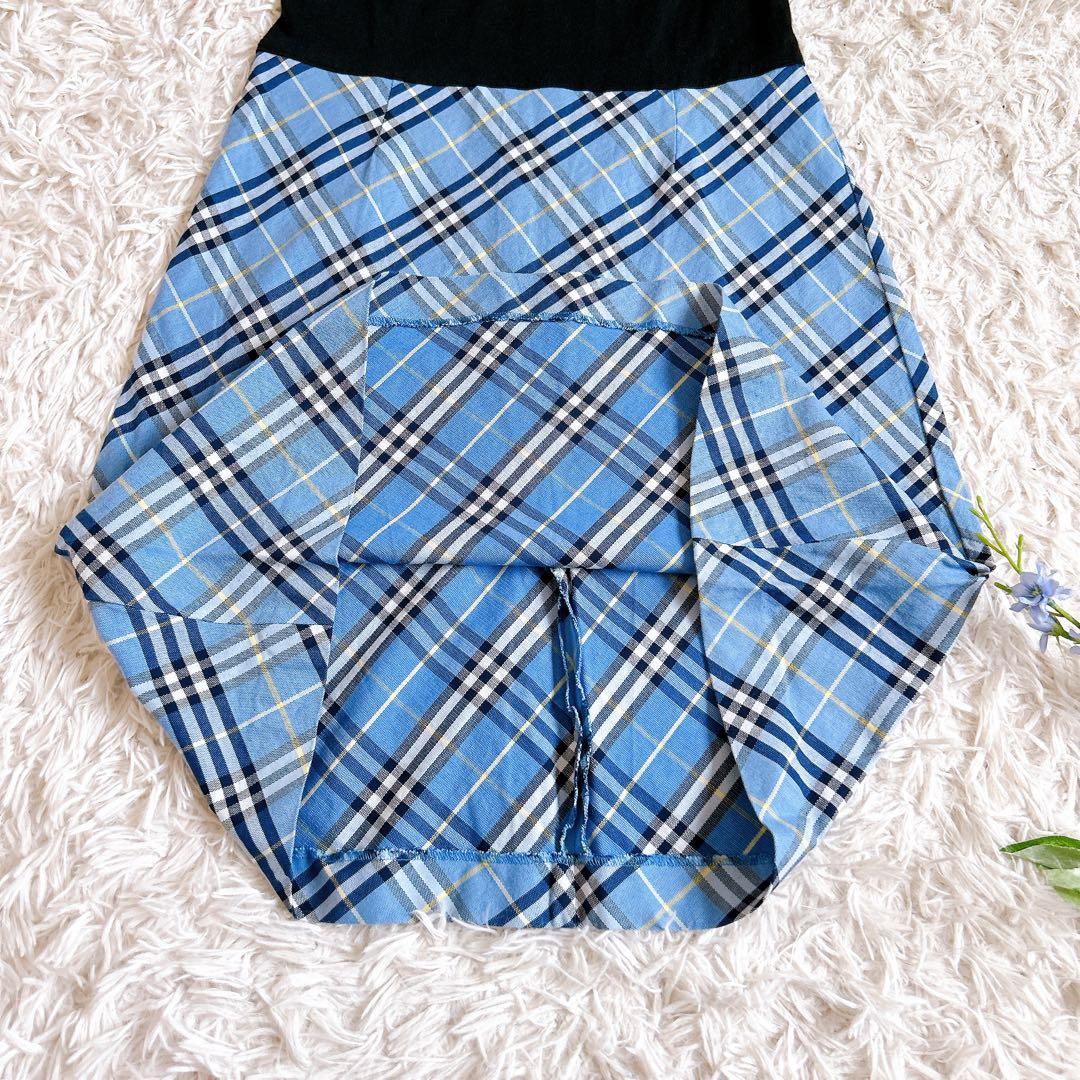 美品⁂バーバリーロンドン⁂ ロングワンピース　切替　ノバチェック　リボン　160