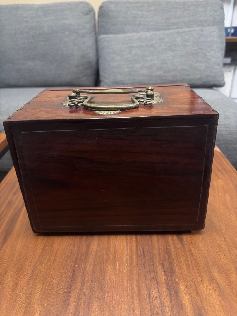 本場中国製80年前の上質な鹿の骨材と竹材の麻雀セット唐木箱付き全牌完備　送料無料