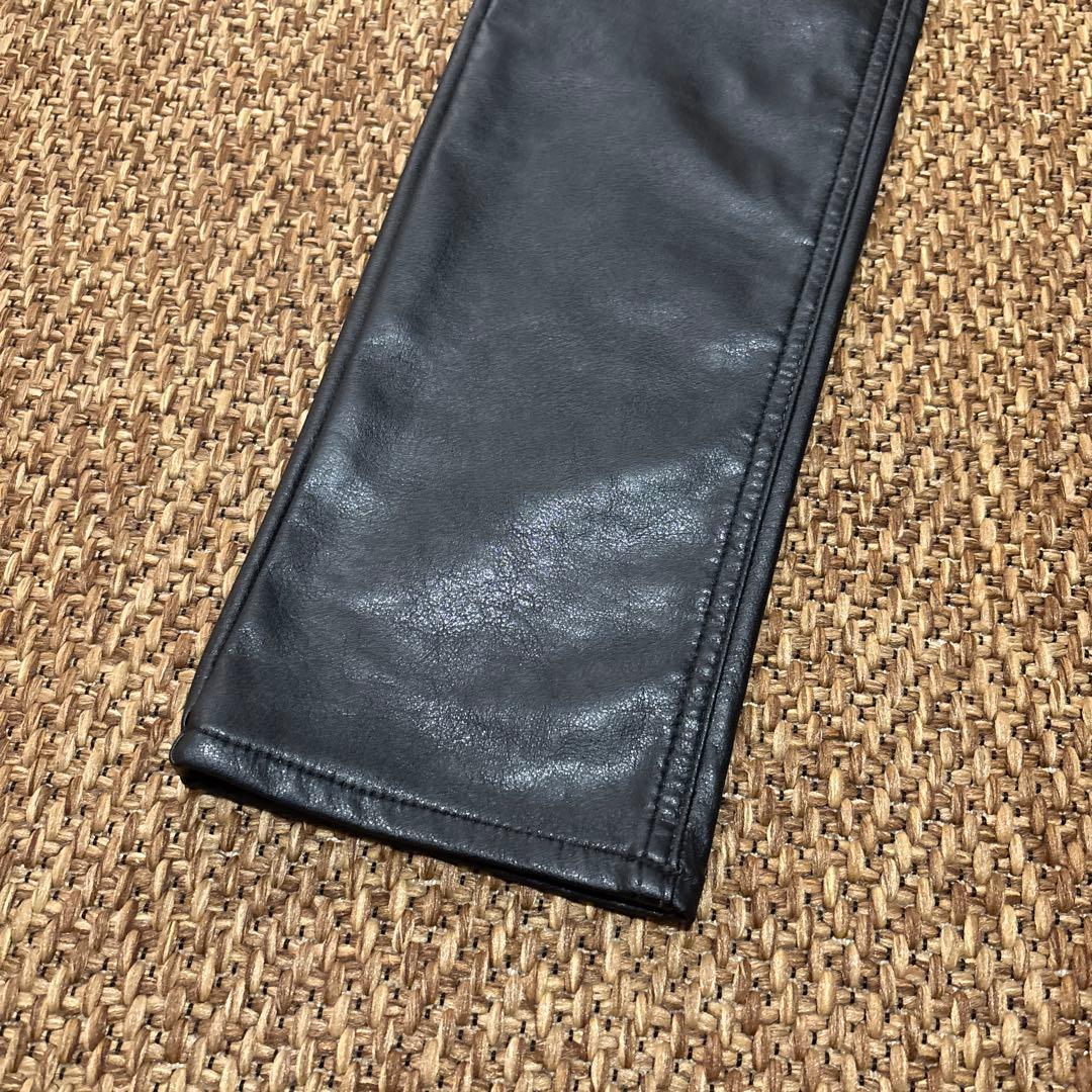 666 Original Clothing ブラック レザー パンツ 32