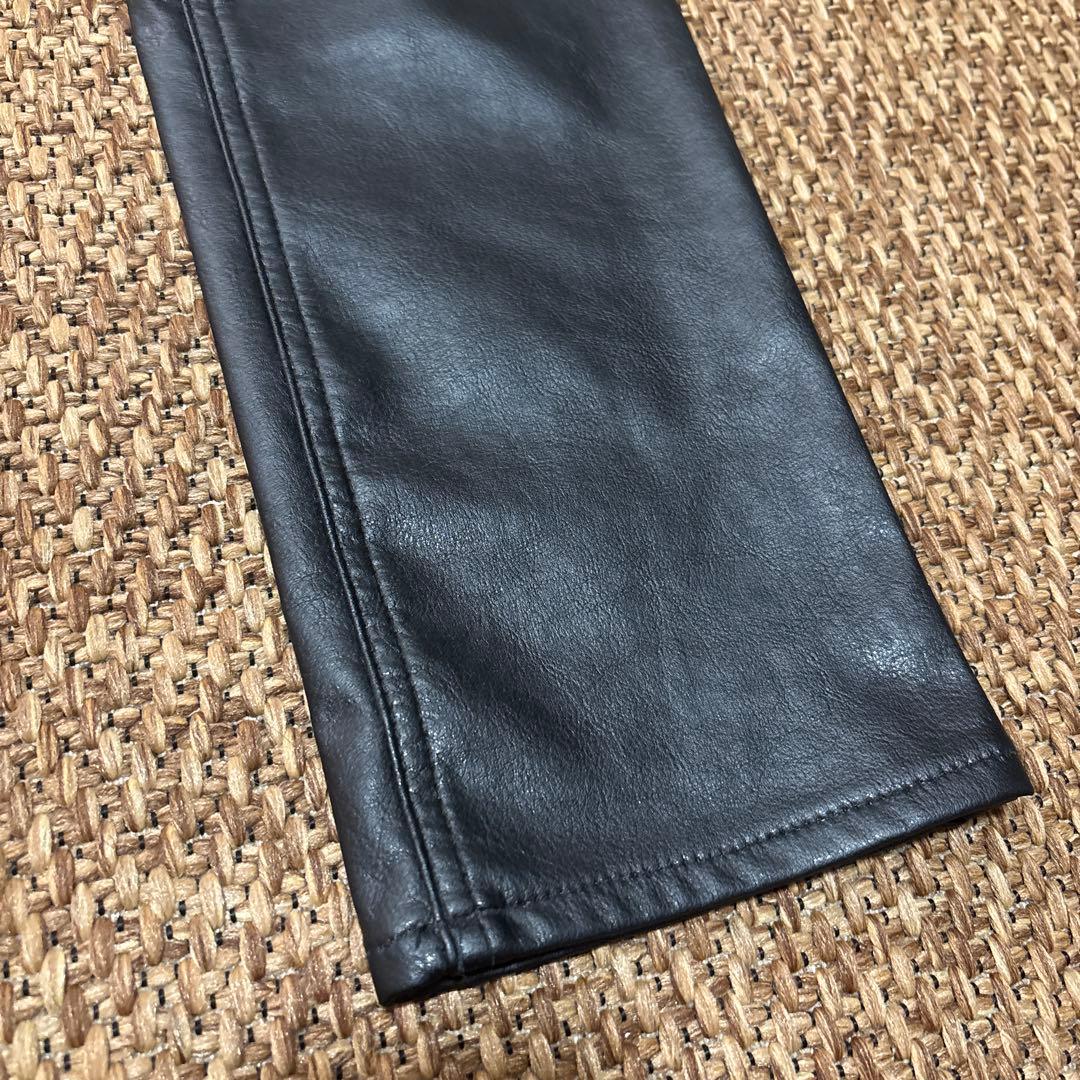 666 Original Clothing ブラック レザー パンツ 32