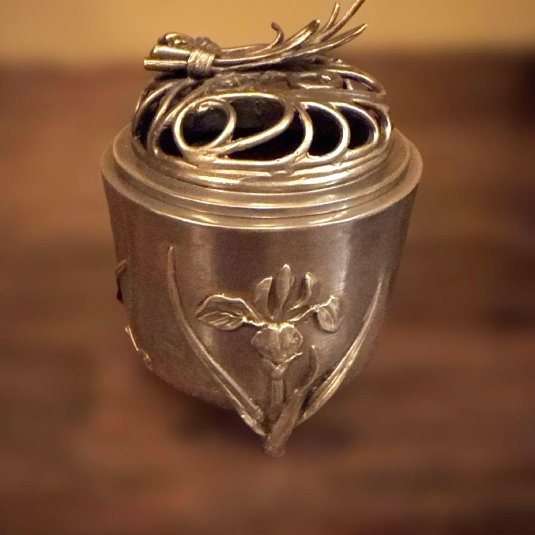 銀製香炉　高岡銅器須賀月芳　銀乃雫未使用