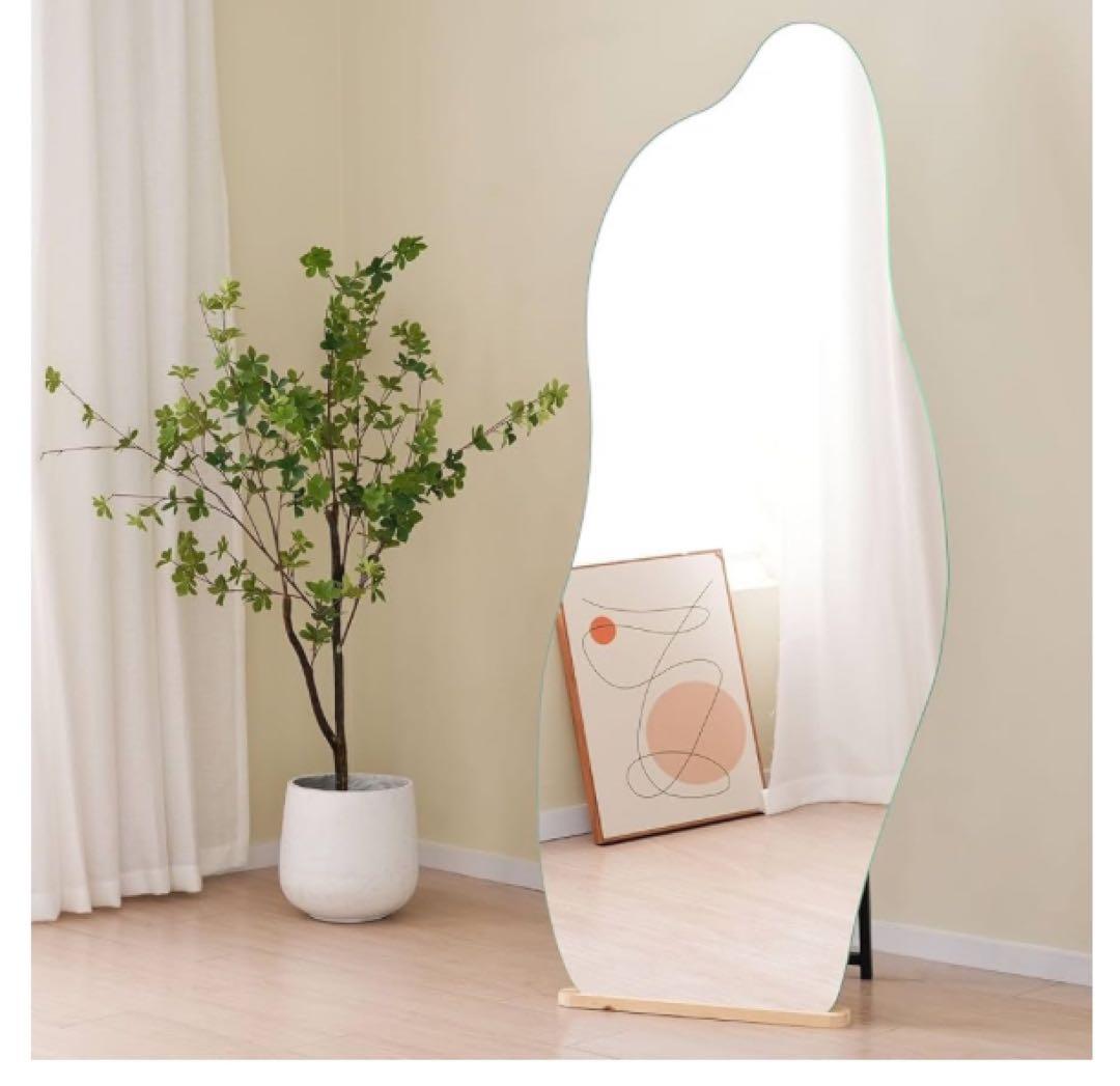 全身鏡 姿見鏡 イレギュラミラー スタンドミラー ノンフレーム立てかけ 姿見
