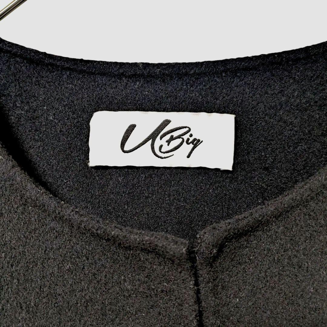 【美品】u-big 石井毛皮 ベスト ジレ ボリューム フォックスファー L 黒