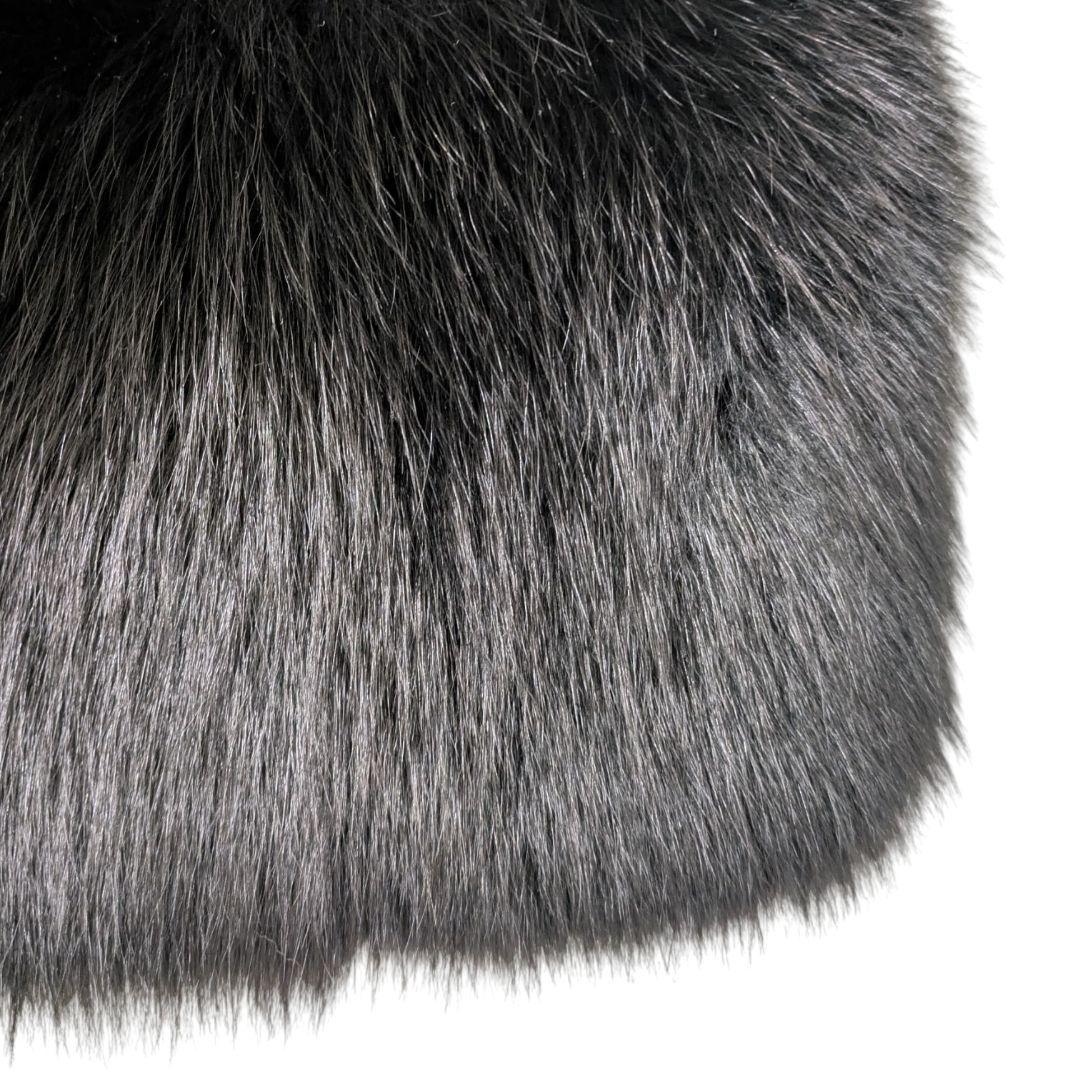 【美品】u-big 石井毛皮 ベスト ジレ ボリューム フォックスファー L 黒