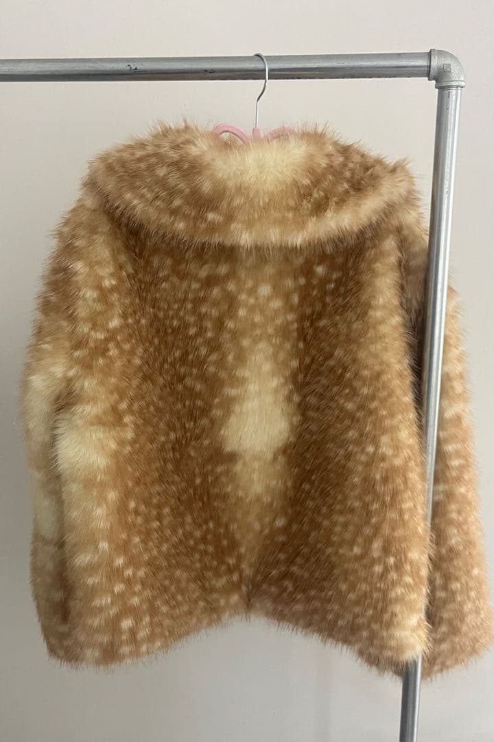 バンビ柄ファーコート　Y2k