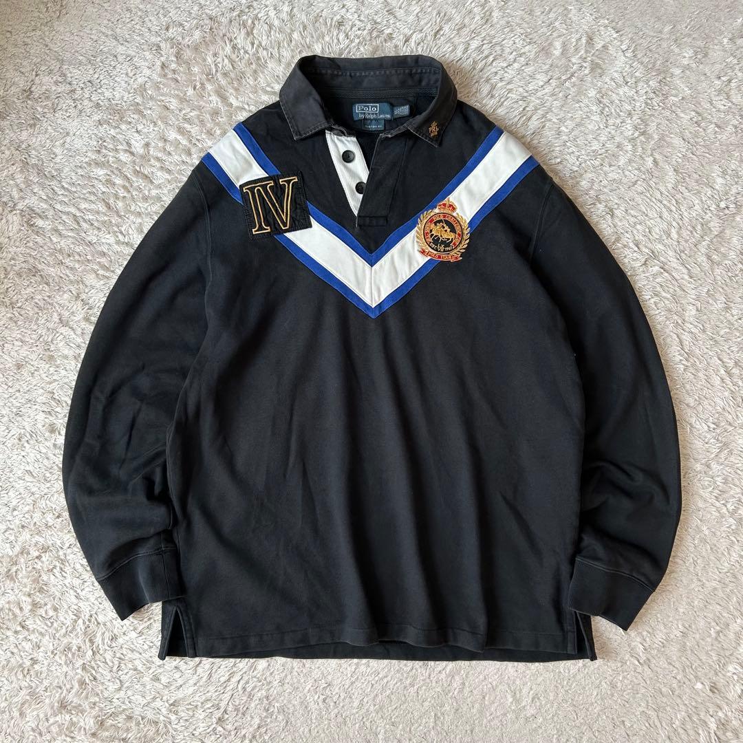 ラルフローレン 90s L/S sweat polo XL black
