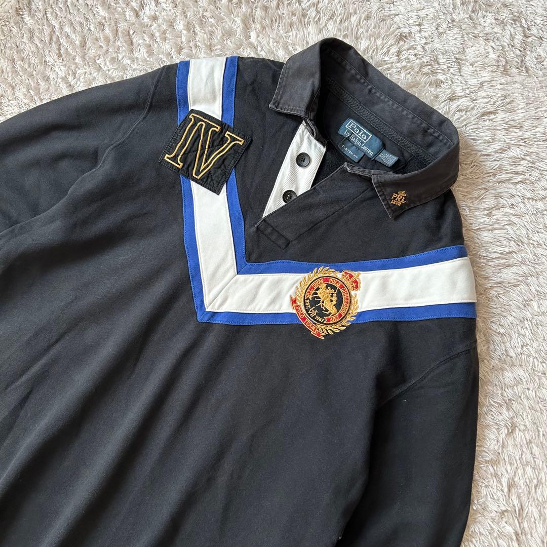 ラルフローレン 90s L/S sweat polo XL black