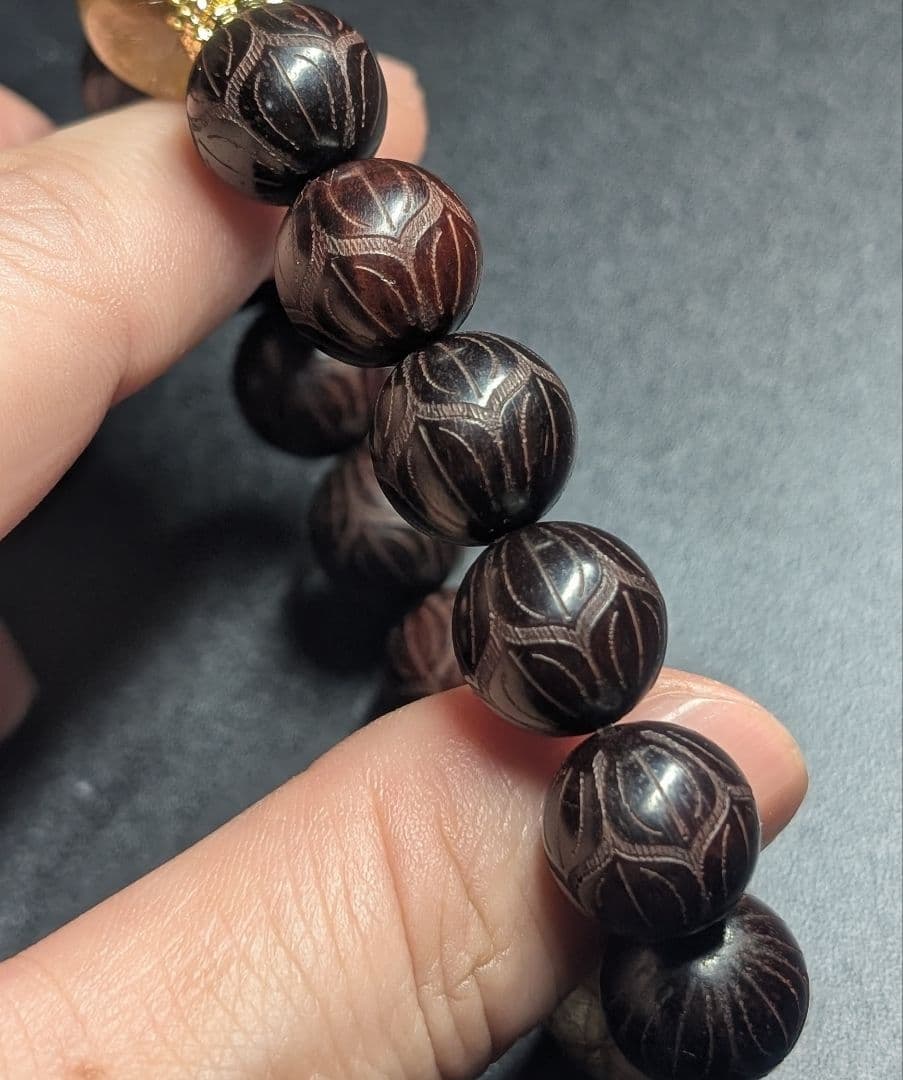 ゆみ超高品質キャッツアイゴールドルチル☓ブラウンルチル☓蓮彫り紫壇デザブレ