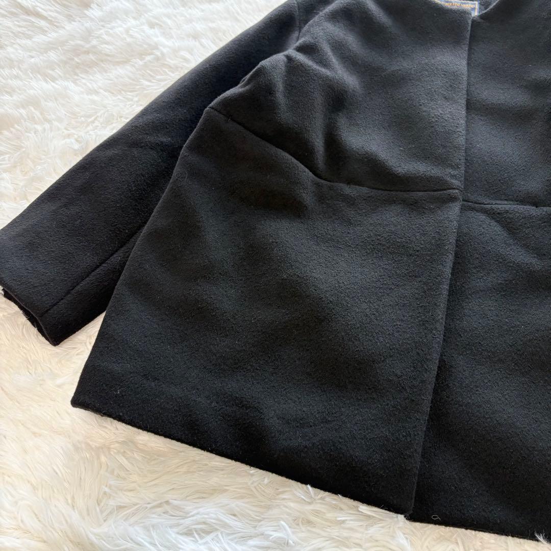 ジャーナルスタンダードレリューム◆スーパーファインビーバークルーネックコート 黒