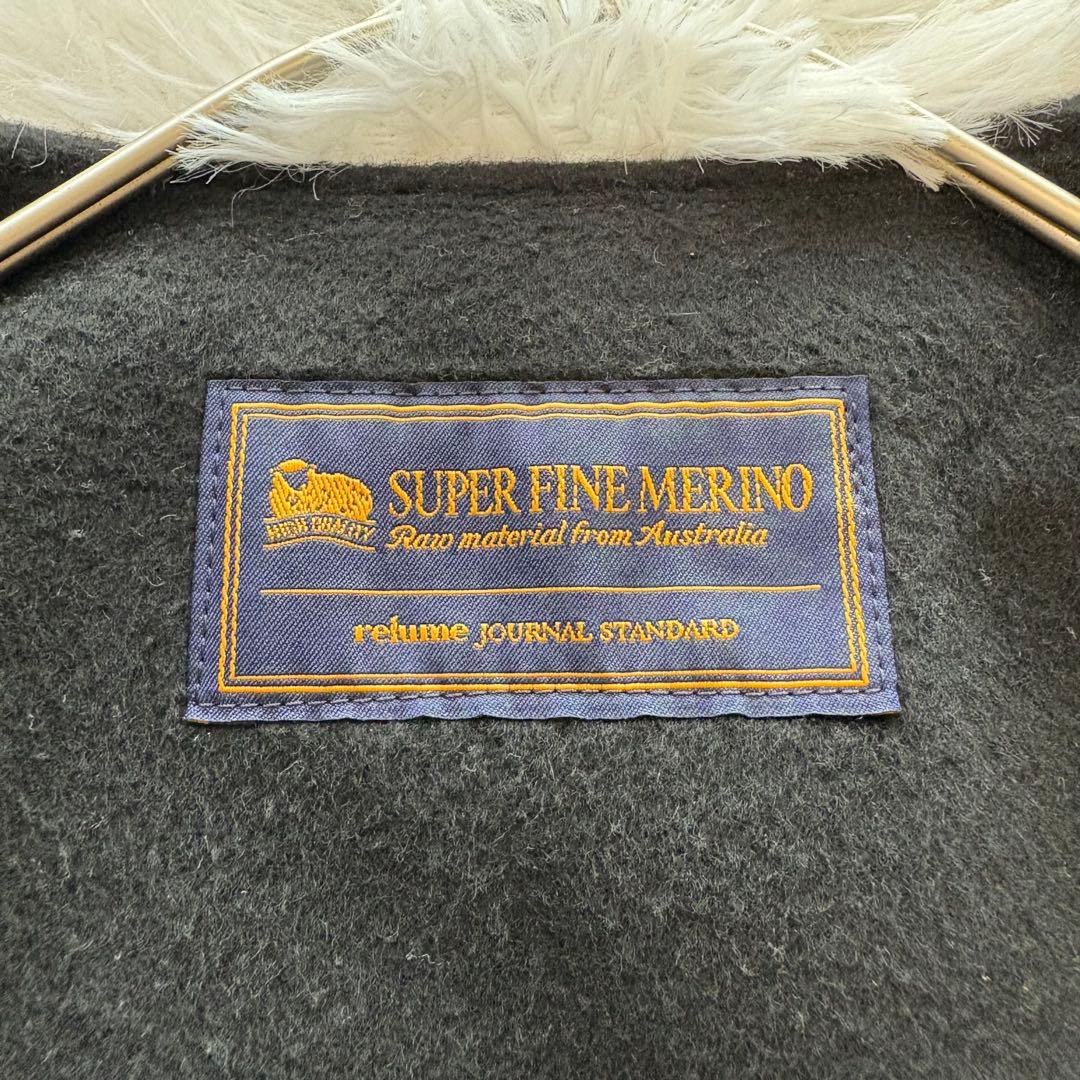 ジャーナルスタンダードレリューム◆スーパーファインビーバークルーネックコート 黒