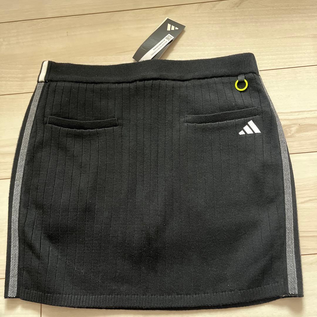 新品　アディダス　ゴルフ　防風　ニット　ジャケット／スカート　上下　L 白黒